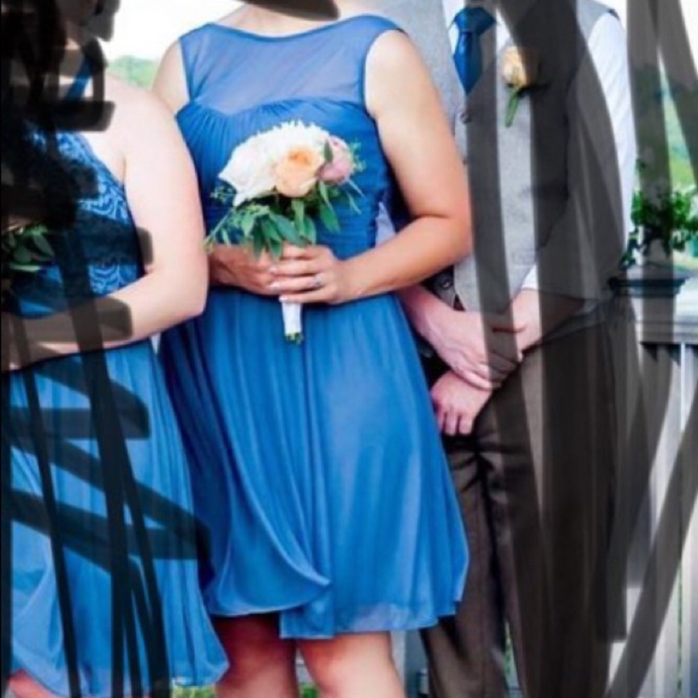 David’s Bridal Steel Blue dress